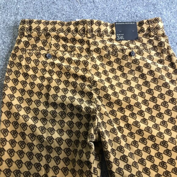 Banana Republic Pants Mens 34L 34x33 Slim Chino AOP Print All Over Stretch - Picture 9 of 12